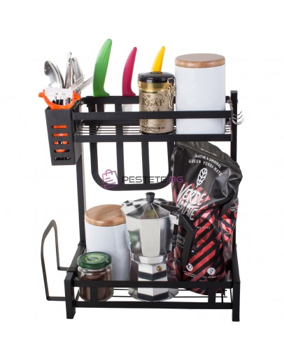 Двуетажен кухненски органайзер за кухня подправки и аксесоари